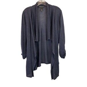 INC International Concepts  Women's M  Blue Open Cascading Wrap Cardigan Jacket